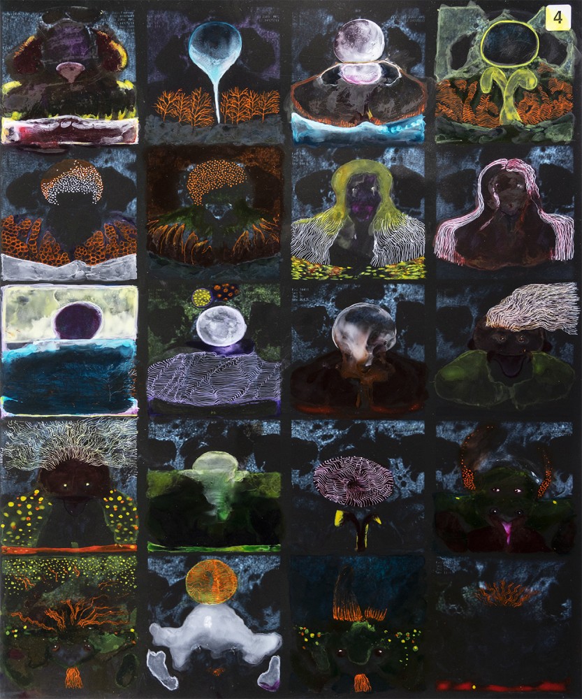 Devil In The Detail 1, 2023, Oil Paint on X-ray, L:48.5cm x W: 40.5cm