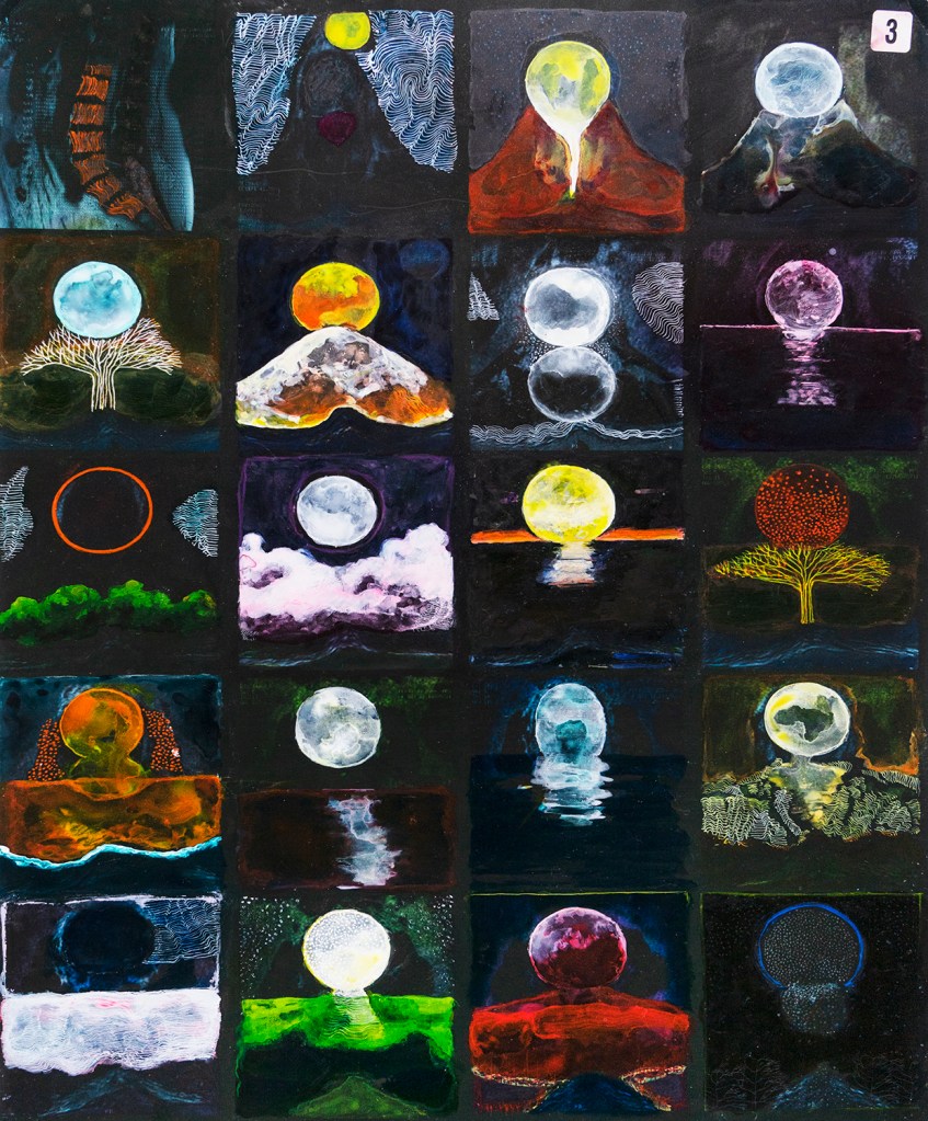 Moon Rise, 2020, Oil Paint on X-ray, L:48.5cm x W: 40.5cm